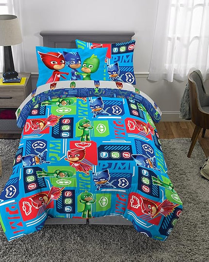 Franco Kids Bedding Super Soft Comforter and Sheet Set with Sham, 5 Piece Twin Size, PJ Masks - LeafyLoom