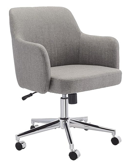 Amazon Basics Upholstered Home Office 360 Degree Swivel Rolling Desk Chair with Arms and Adjustable-Height - Light Gray, 25"D x 23.25"W x 36.25"H - LeafyLoom