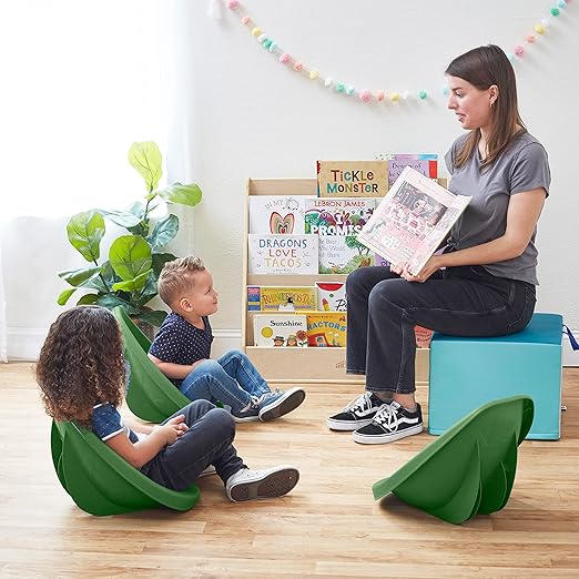 ECR4Kids Leaf Floor Seat, Rocker Chair, Hunter Green, 6-Piece - LeafyLoom