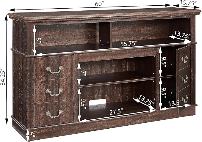 NicBex TV Stand for 65 Inch TV Modern TV Media Console Table with Open and Closed Storage Space,Entertainment Center with Storage for Living Room,60 Inch,Espresso - LeafyLoom