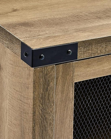 ROCKPOINT 58inch TV Stand Entertaiment Media Console Center Industrial Style Door, Dark Oak - LeafyLoom