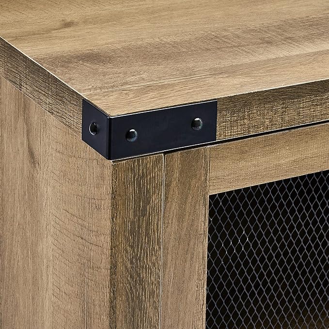 ROCKPOINT 58inch TV Stand Entertaiment Media Console Center Industrial Style Door, Dark Oak - LeafyLoom