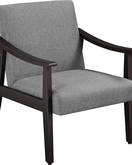 Yaheetech Accent Chair, Mid-Century Living Room Chair, Modern Linen Fabric Side Chair with High Back for Living Room/Office/Bedroom, Minimalist, Dark Gray - LeafyLoom
