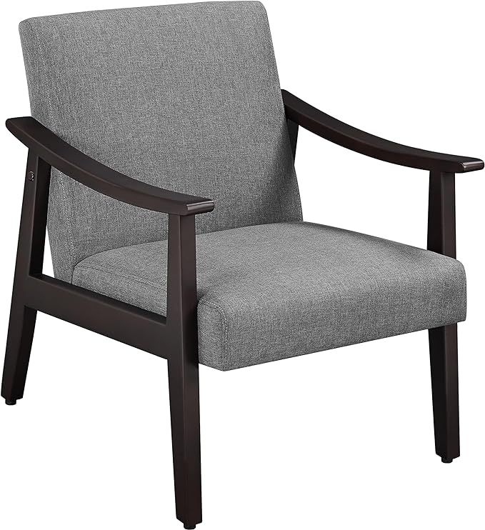 Yaheetech Accent Chair, Mid-Century Living Room Chair, Modern Linen Fabric Side Chair with High Back for Living Room/Office/Bedroom, Minimalist, Dark Gray - LeafyLoom