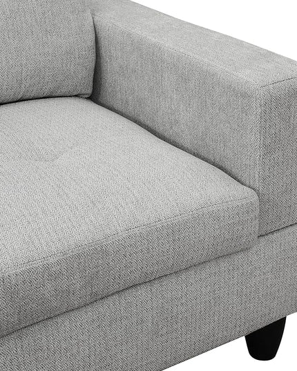 ROOMTEC 3 Piece L Shaped Sectional Sofa Set with Storage Ottoman, Left Facing Chaise Longue, Reversible Backrest w/ 2 Cup Holders, Flannel Tufted Cushions, for Living Room, Off White - LeafyLoom
