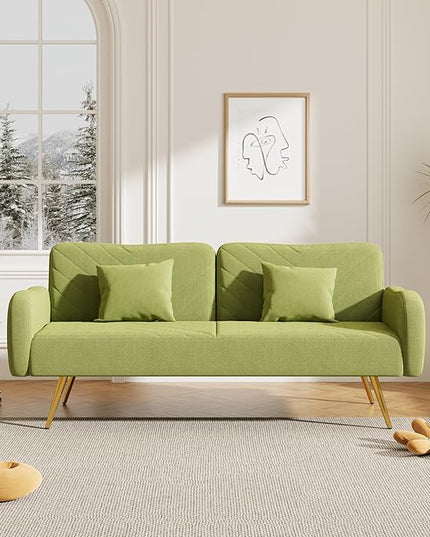 NicBex Sectional Couch Sofa with 2 Throw Pillows Sofa Bed Cloud Couch for Living Room Furniture Sets with Adjustable Back, Modular Sofa for Living Room, Bedroom, Apartment,70.47" L, Green - LeafyLoom