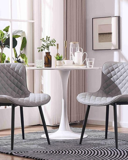 Kidol & Shellder Gray Dining Chairs Modern Upholstered Dining Room Chairs Leather Armless Chairs Set of 2 for Living Room Kitchen Bedroom, 3 Mins Quick Assembly - LeafyLoom