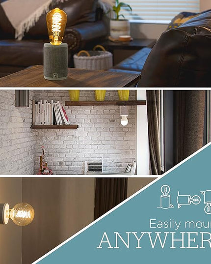 Enbrighten Anywhere Lamp, Lamp for Bedroom, Table, Bedside, Night Stands, Wall Mount, Designer Fabric Base with 6 Ft Braided Cord, Bulb Not Included, Gray, 46177 - LeafyLoom
