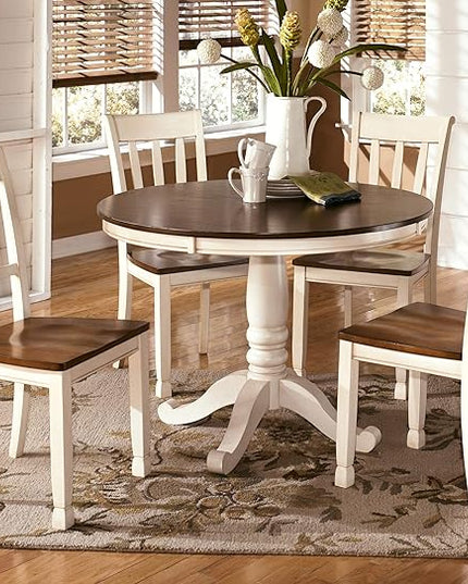 Signature Design by Ashley Whitesburg Cottage Rake Back Dining Chair, Set of 2, Brown & Off-White - LeafyLoom