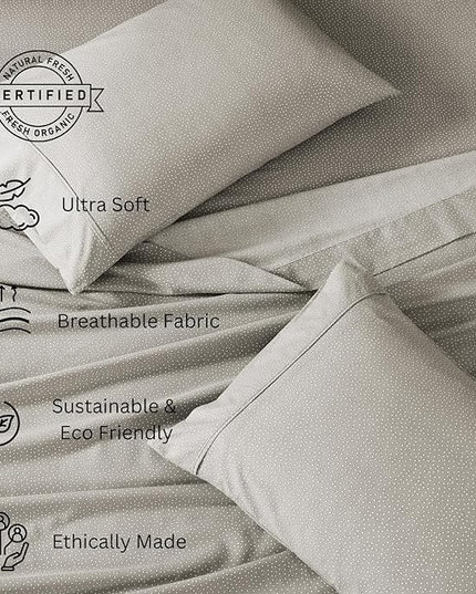 LANE LINEN Twin Size Bed Sheets, 100% Organic Cotton Twin Sheet Set, 3Pc Sheets for Twin Bed, Cooling Twin Bed Sheets Boys, Hotel Style Sheets & Pillowcases Set, Deep Pocket Sheets - Snowdrop - LeafyLoom