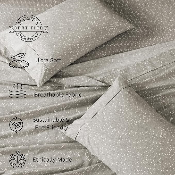 LANE LINEN Twin Size Bed Sheets, 100% Organic Cotton Twin Sheet Set, 3Pc Sheets for Twin Bed, Cooling Twin Bed Sheets Boys, Hotel Style Sheets & Pillowcases Set, Deep Pocket Sheets - Snowdrop - LeafyLoom