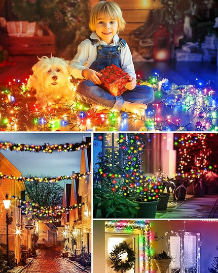 Minetom Christmas Lights Outdoor Solar Powered - 72FT 200 LED Christmas String Lights with 8 Lighting Modes, IP65 Waterproof Solar String Lights for Outside Tree Xmas Party Decoration, Multicolor Minetom