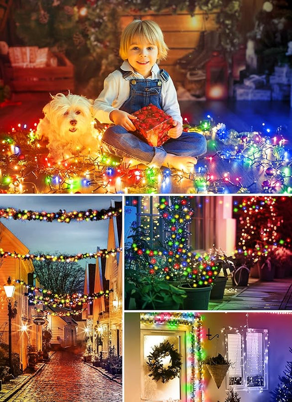 Minetom Christmas Lights Outdoor Solar Powered - 72FT 200 LED Christmas String Lights with 8 Lighting Modes, IP65 Waterproof Solar String Lights for Outside Tree Xmas Party Decoration, Multicolor Minetom