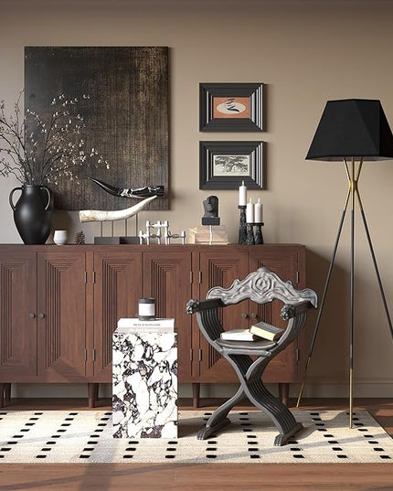 Inlight 65" Modern 1-Light Black and Gold Tripod Floor Lamp with Geometric Design Shade and Black Metal Legs, Bulb Not Included, IN-0808-1-BK - LeafyLoom