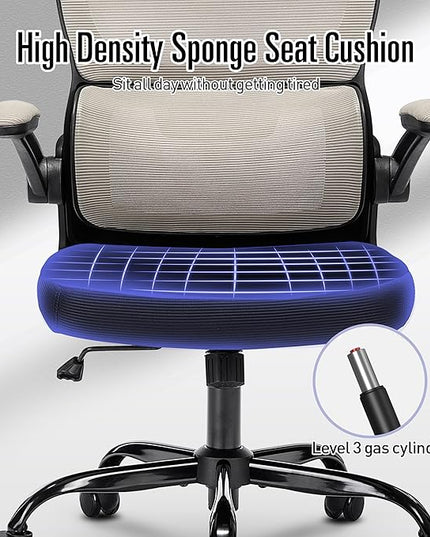 Office Chair, Ergonomic Office Chair Desk Chair with Headrest, High Back Mesh Computer Chairs for Home Office with Adjustable Back Support, 350lbs Comfortable Gray Office Chair, Tilt Lock - LeafyLoom