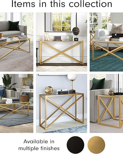 Calix 46'' Wide Rectangular Coffee Table in Brass - LeafyLoom