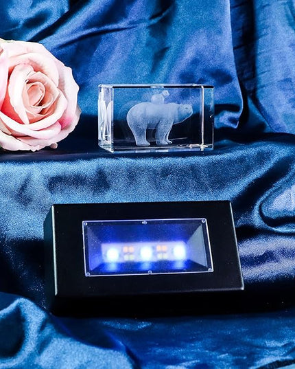 Qianwei Gifts for Mom from Daughter Son Kids, 3D Crystal Engrave Bear Statue Figurines Decor Mama Gifts, Birthday Gifts for Mom Unique - LeafyLoom