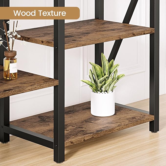 GAOMON Triple Wide 5 Tier Book Shelf, 70.8” Tall Bookcase with 14 Open Shelves, Large Industrial Bookshelves and Bookcases with Metal Frame for Home Office, Study Room, Living Room-Rustic Brown - LeafyLoom