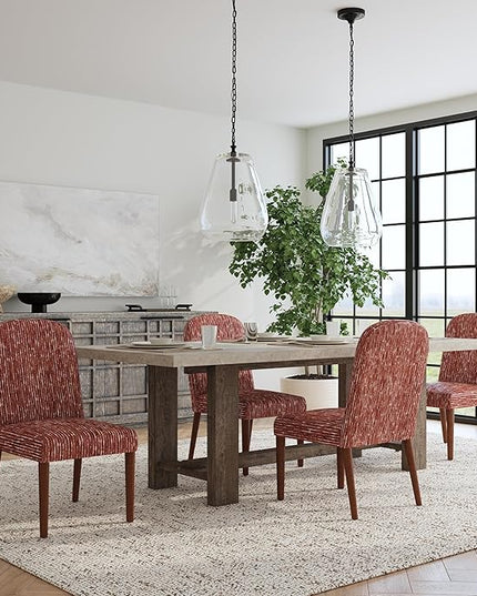 HomePop Classic Parsons Dining Chairs, Red Rust Chenille Woven (Single Pack) - LeafyLoom