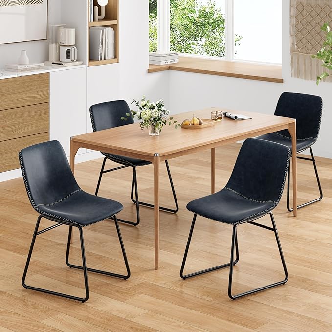 Dining Chairs Set of 4, Kitchen & Dining Room Chairs Dining Chairs Midcentury Modern Chair, Mid Century Faux Leather Dining Chair Comfortable,Dining Chair for Home - LeafyLoom