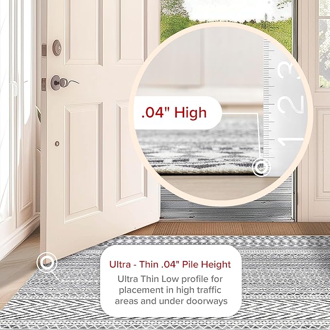 nuLOOM Kira Machine Washable Tribal Geometric Ultra Thin Accent Rug, 2' x 3', Grey - LeafyLoom