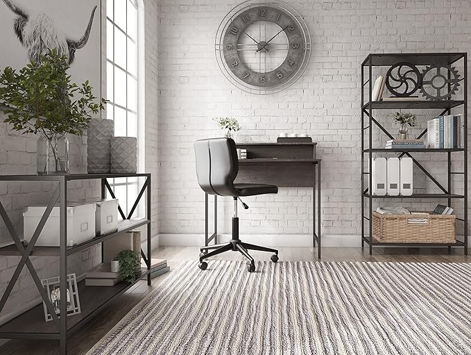 Signature Design by Ashley Freedan Modern Industrial Home Office Writing Desk, Dark Gray - LeafyLoom