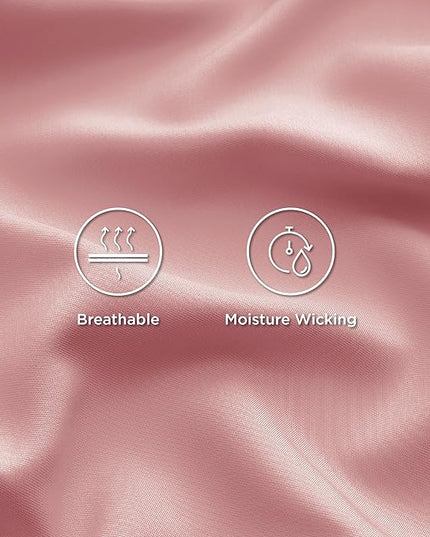 Bedsure Twin XL Sheet Set Dorm Bedding, Cooling Sheets Twin Extra Long Sheets, Rayon Derived from Bamboo, Deep Pocket Up to 16", Hotel Luxury Silky Bedding Sheets & Pillowcases, Blush Pink - LeafyLoom