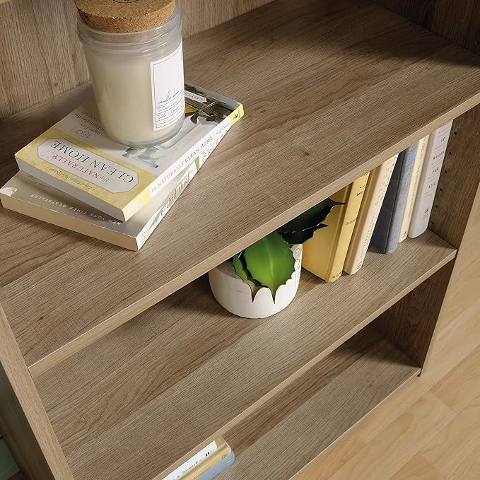 Sauder Beginnings 3 Bookcase/Book Shelf, L: 24.57" x W: 11.50" x H: 35.28", Summer Oak - LeafyLoom