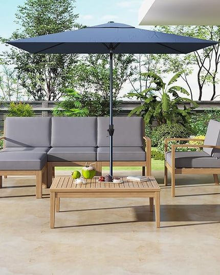 4 Piece Acacia Wood Patio Furniture L-Shaped Outdoor Sectional Sofa Coffee Table, FSC Certified Conversation Set w/Beige Cushions for Garden Backyard - LeafyLoom