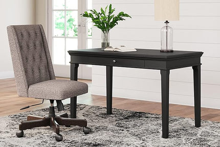 Signature Design by Ashley Beckincreek Classic Home Office Small Leg Desk with 1 Drawer and USB Ports, Black - LeafyLoom