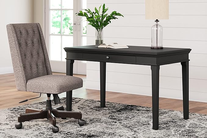 Signature Design by Ashley Beckincreek Classic Home Office Small Leg Desk with 1 Drawer and USB Ports, Black - LeafyLoom