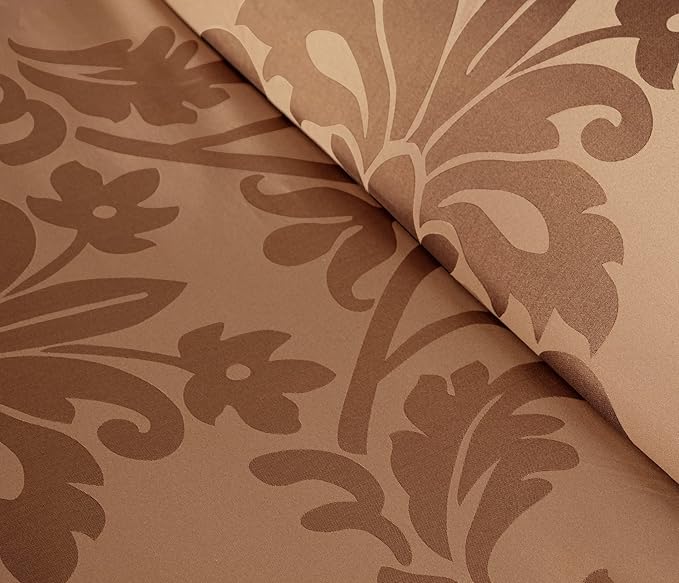 Chezmoi Collection 7-Piece Jacquard Floral Comforter Set (King, Copper/Gold) - LeafyLoom