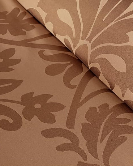 Chezmoi Collection 7-Piece Jacquard Floral Comforter Set (California King, Copper/Gold) - LeafyLoom