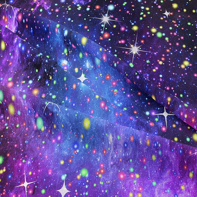 Kids Comforter Sets for Teen Girls, Purple Blue Galaxy Glitter Bedding Set for All Season, Purple Twin Bedding Sets for Kids Boys (Twin, 2 Pieces) - LeafyLoom