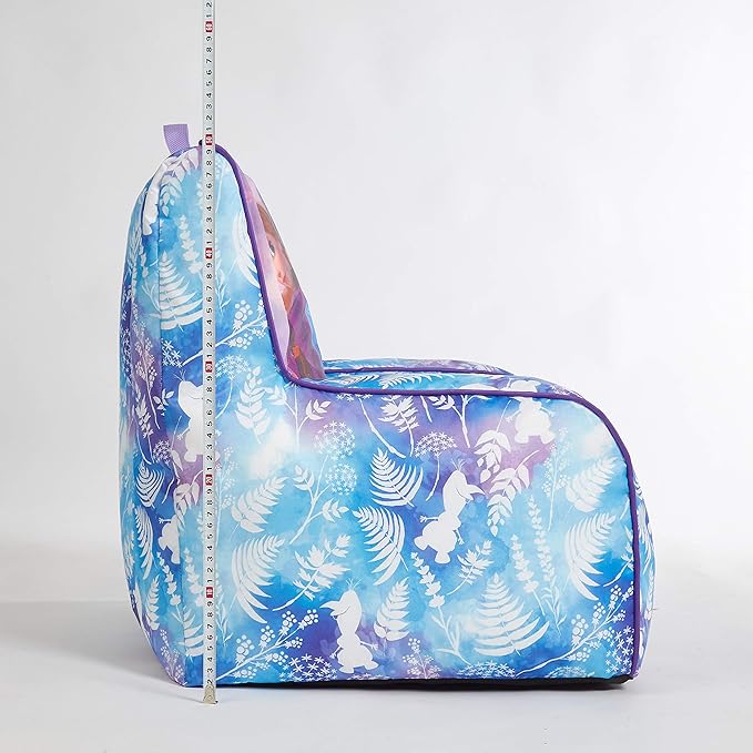 Idea Nuova Frozen 2 Kids Nylon Bean Bag Chair with Piping & Top Carry Handle with Olaf Graphics, Anna & Elsa, Purple, Large - LeafyLoom