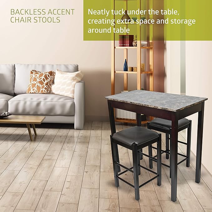 Pearington Remington High Top Counter Height Bar and Pub Table Set with 2 Chairs, Dark Espresso - LeafyLoom