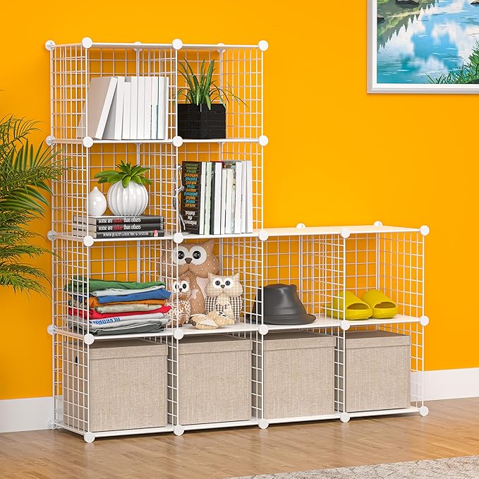 TUMUCUTE Closet Organizer,12-Cube Closet Organizers and Storage,Closet Cabinet Metal Shelf Rack Storage Shelves Bookshelf,Toy Organizers and Storage Bins - LeafyLoom
