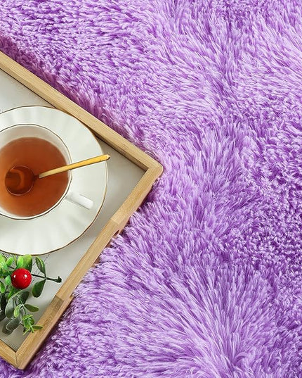 Softlife Ultra Soft Fluffy Area Rugs for Bedroom, Girls and Boys Room Kids Room Nursery Rug, 6 x 9 Feet Shaggy Fur Indoor Plush Modern Floor Carpet for Living Room Christmas Decor, Purple - LeafyLoom
