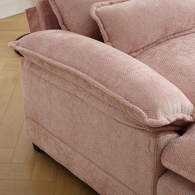 6 Seater Overstuffed Modular Sectional Sofa Cloud Couch with Double Chaise Lounge, U Shaped Chenille Upholstered Leisure Sofa&Couches with Memory Foam and Waist Pillows for Living Room Office - LeafyLoom