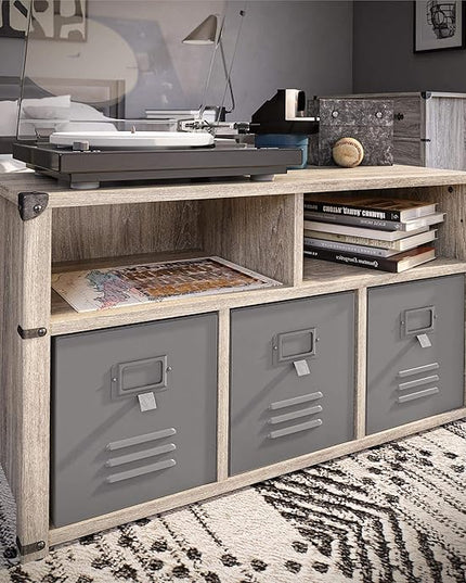 Little Seeds Nova Bedroom Grey Storage Bench, Gray Oak - LeafyLoom
