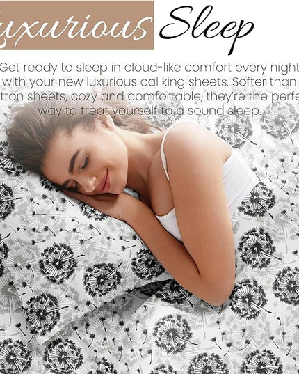 Linen Market 4 Piece California King Bedding Sheet Set (Gray Floral) - Sleep Better Than Ever with These Ultra-Soft & Cooling Bed Sheets for Your Cal King Size Bed - Deep Pocket Fits 16" Mattress - LeafyLoom