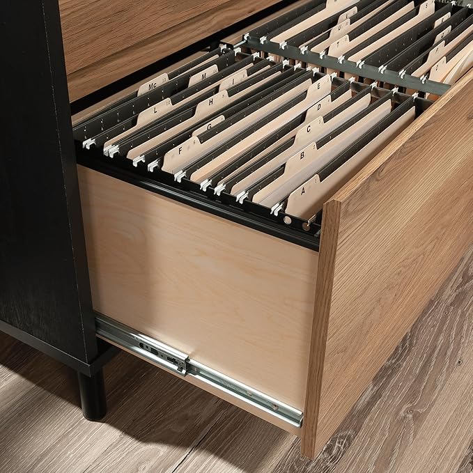 Sauder Acadia Way Lateral File, L: 30.32" x W: 19.45" x H: 29.76", Raven Oak Finish - LeafyLoom