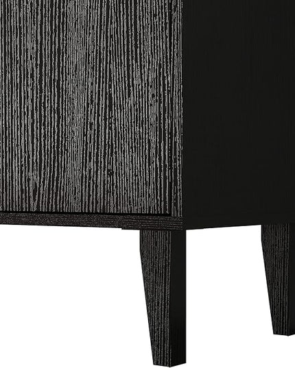 Panana Sideboard Buffet Cabinet Kitchen Storage Cabinet Living Room 4 Doors Console Table (Black) - LeafyLoom