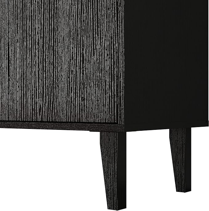 Panana Sideboard Buffet Cabinet Kitchen Storage Cabinet Living Room 4 Doors Console Table (Black) - LeafyLoom