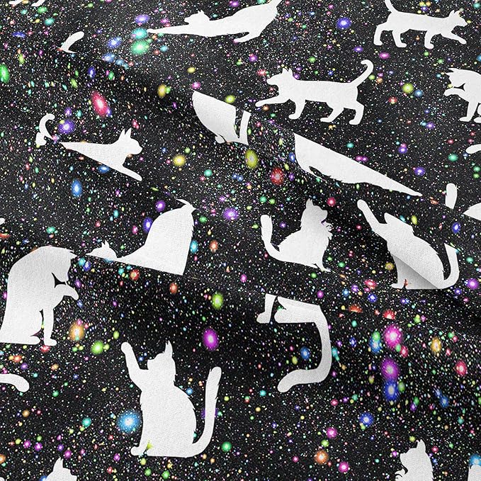 Tailor Shop Cat Comforter Set for Kids Boys Girls Teens Cute Cartoon Cat Galaxy Bedding Sets Black Dreamy Outer Space Queen Size with 1 Comforter 2 Pillow Shams……… - LeafyLoom
