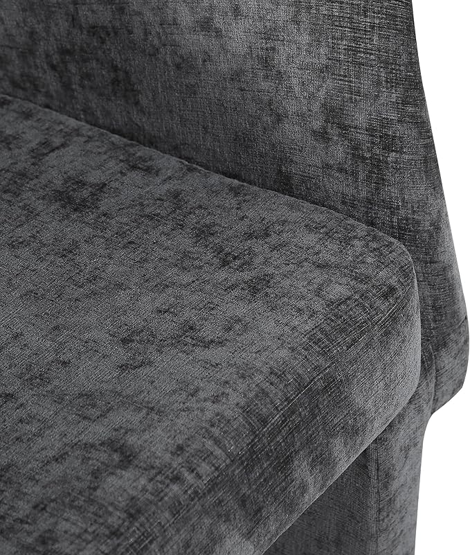 Meridian Furniture Emmet Collection Modern | Contemporary Dining Accent Chair with Rich Fabric, Steel Inner Frame, 26" W x 23.5" D x 30" H, Black - LeafyLoom