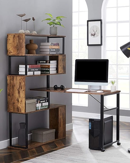 NicBex Laik-DW-00003-DX Desks, 47.2" W x 39.9" D x 60.2" H, Brown - LeafyLoom