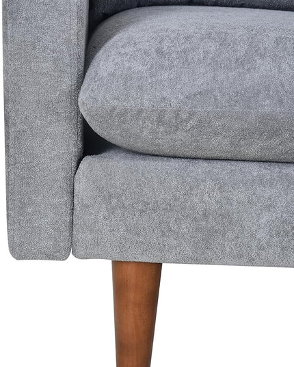 Sectional 86" Velvet Upholstered L-Shaped Sofa with Padded Cashmere,Multi-Functional 3 Seat Convertible Sleeper Couch w/Tapered Wood Legs and Adjustable Backrest,for Living Room,Grey - LeafyLoom