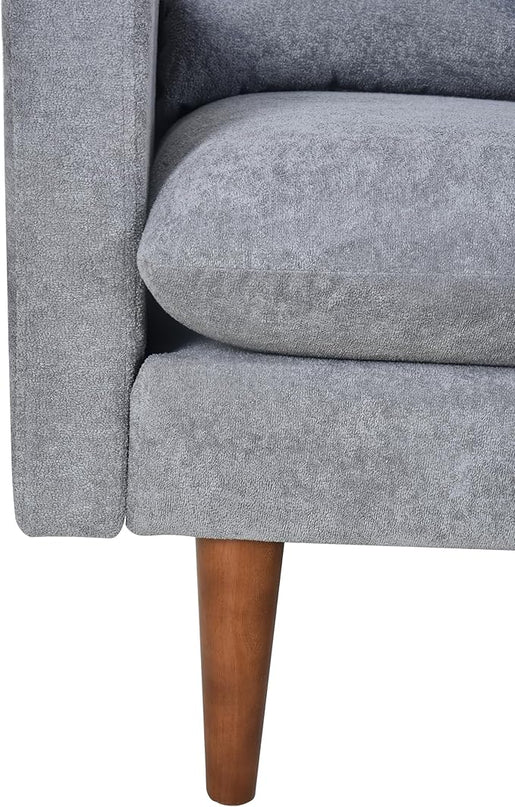 Sectional 86" Velvet Upholstered L-Shaped Sofa with Padded Cashmere,Multi-Functional 3 Seat Convertible Sleeper Couch w/Tapered Wood Legs and Adjustable Backrest,for Living Room,Grey - LeafyLoom