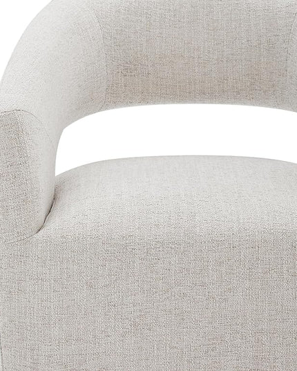 Dining Chairs with Casters Upholstered Modern Armchair with Rollers for Diningroom Bedroom Livingroom Reading Room, 32.25''H, Ivory - LeafyLoom